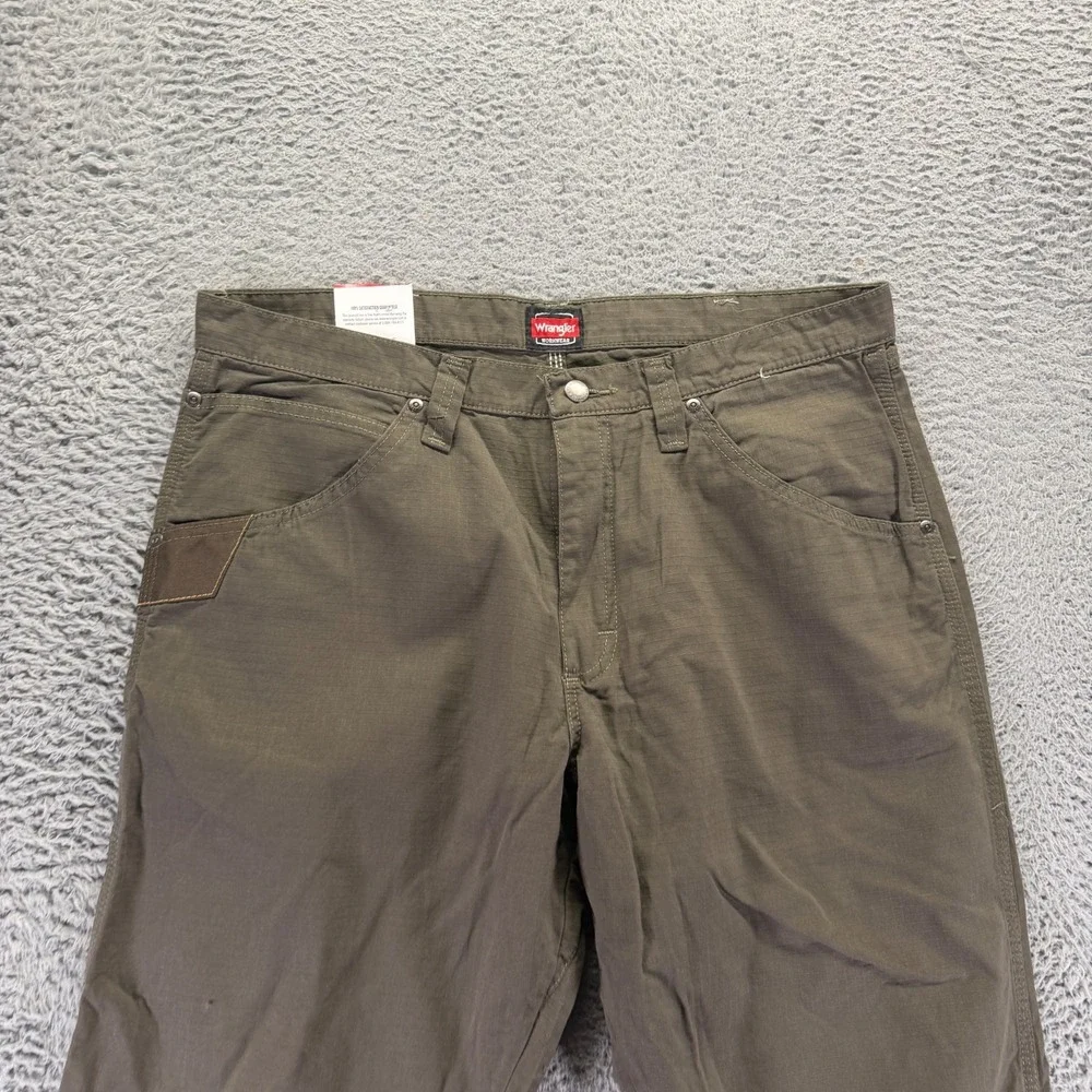 Wrangler Pant Mens 34x34 Green Cotton Ripstop Khakis Straight Utility Technician
